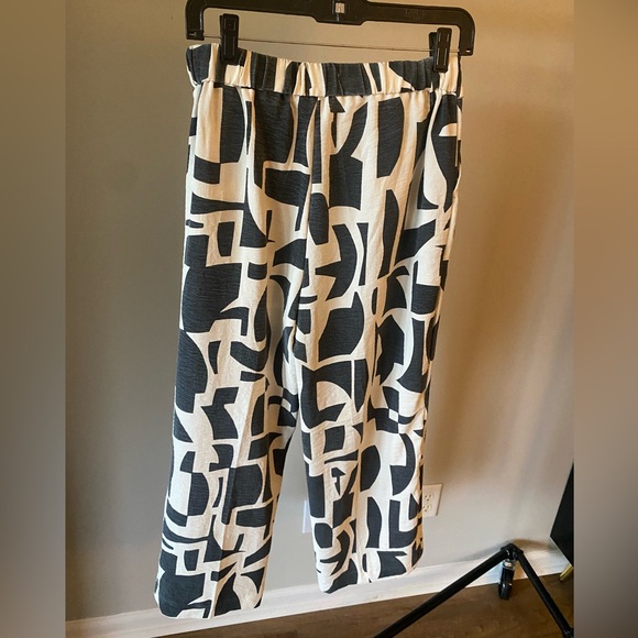 Haver + Blair Wide Leg Gray & Cream Wide Leg Geometric Pant-Size S - Picture 5 of 7